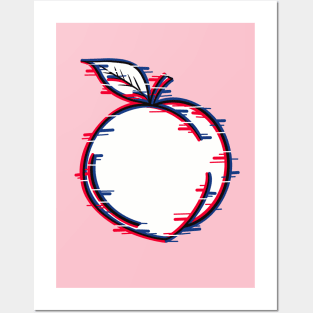 A peach with a glitch effect on it Posters and Art